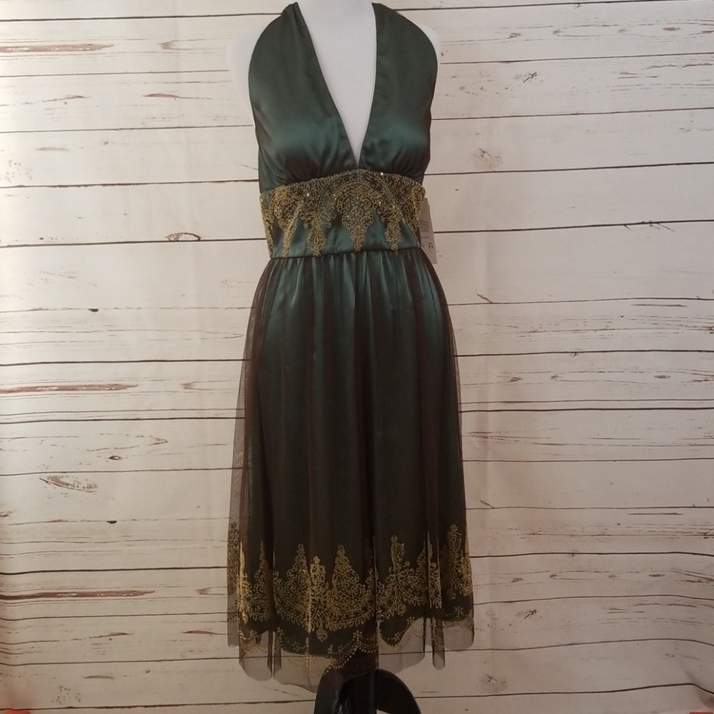 Adrianna Papell NWT Tulle Halter Dress embellished